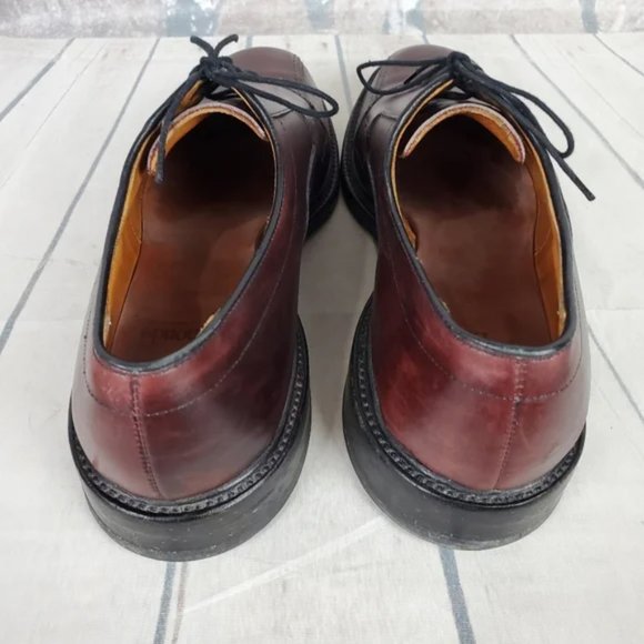 Allen Edmonds Hillcrest Burgundy Leather Lace Up Bicycle Toe Blucher Size 10D - Picture 12 of 16